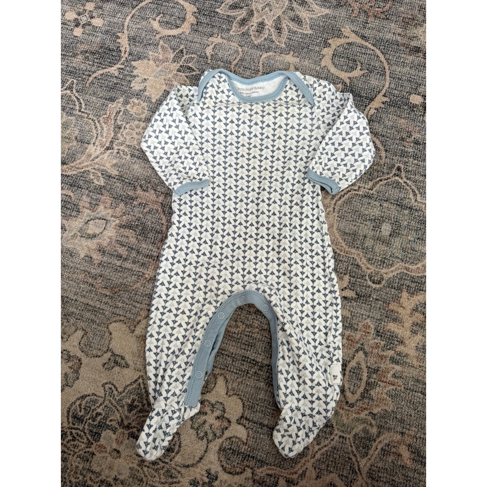 Burts Bees Baby Blue Onesie Bumble Bees